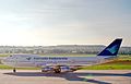 Pesawat Boeing 747-200 di Bandara Internasional Zurich-Kloten, Swiss