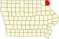 Locatie van Allamakee County in Iowa