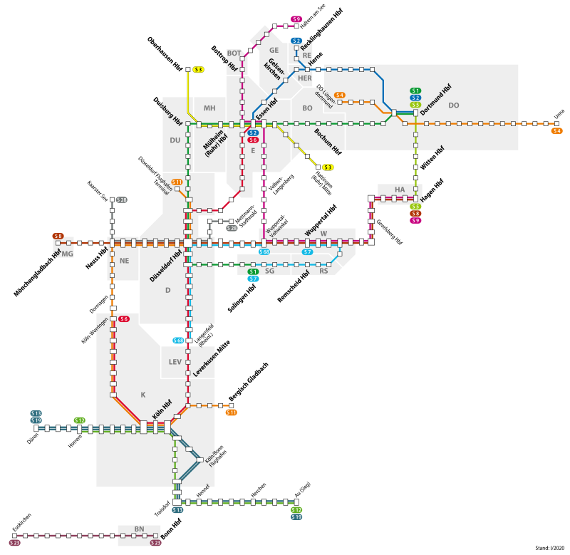 Tren rápido entre las ciudades de Rin-Ruhr.