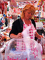 Making candy floss at a fair in Cambridge