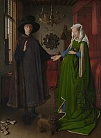 Jan van Eyckk margotutako Giovanni Arnolfini eta bere emaztearen erretratua (1434), National Gallery (Londres).