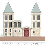 Restitution de la façade côté rue des Bons Enfants de l'hôtel de la Roche-Guyon.