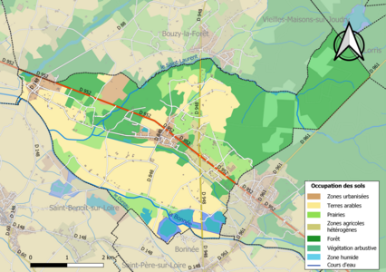 Carte des infrastructures et de l'occupation des sols de la commune en 2018 (CLC).