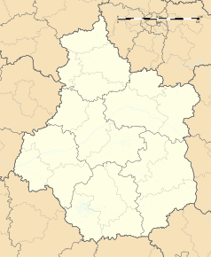 Mapa konturowa Regionu Centralnego-Doliny Loary, po prawej znajduje się punkt z opisem „Faverelles”