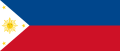 La bandera de Filipinas según la concibió Emilio Aguinaldo. Fue usada desde 1898 hasta 1901 por la primera República Filipina, izada durante la proclamación de la segunda República Filipina en 1943.