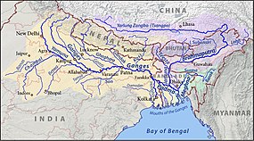 Mapa das bacias hdrográficas do Ganges, Bramaputra e Meghna