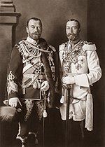 Thumbnail for File:George V and Nicholas II in Berlin, 1913.jpg