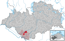 Elhelyezkedése Mecklenburg-Elő-Pomeránia térképén