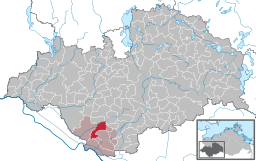 Läget för kommunen Grebs-Niendorf i Landkreis Ludwigslust-Parchim