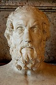 Busto de Homero, autor de la Ilíada y la Odisea, dos obras épicas cuyos escritos narran la interacción de dioses y humanos.
