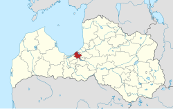 Riga highlighted in red inside of Latvia