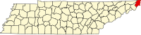 Map of Tennessee highlighting Johnson County