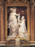 Statue of the Virgin Mary giving the Scapular to St. Simon, by Alfonso Balzico, Rome, 19th century