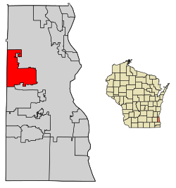 Location of Wauwatosa in Milwaukee County, Wisconsin.