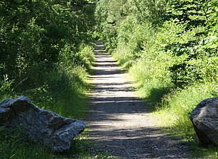 Före detta Norra Södermanlands Järnväg norr om sjön Måsnaren (idag gång- och cykelväg).