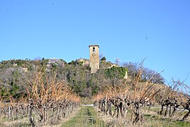 The bell tower of the old village of Piégon