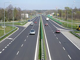 Droga ekspresowa S1 en Bielsku-Białej (węzeł Bielsko-Biała-Wapienica), widok en kierunku Pyrzowic