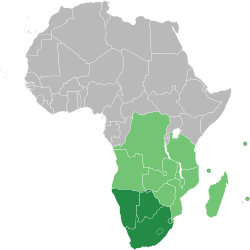 Ligging van die Suider-Afrikaanse Ontwikkelingsgemeenskap