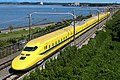 JR Central's Class 923 "Doctor Yellow" set T4 on the Tokaido Shinkansen, September 2021