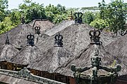 Thatched roof made of ijuk, or black sugar palm fibres, at Besakih, Bali