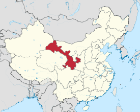 Zemljevid, ki prikazuje lego province Gansu