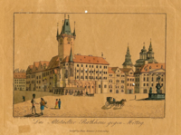 Staroměstské náměstí s radnicí v poledne (1820–1830)