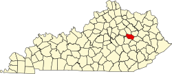 Powell County na mapě Kentucky