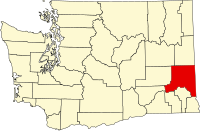 Map of Vašington highlighting Whitman County