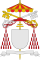 宗座从缺期间所使用的宗座从缺牧徽（白色位置是那时的总务枢机徽）