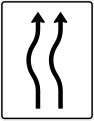 Zeichen 513-11 Verschwenkungstafel; Darstellung ohne Gegenverkehr: zwei­streifig nach links und zurück