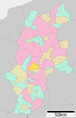 Location of Tatsuno in Nagano Prefecture