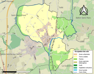 Carte en couleurs présentant l'occupation des sols.