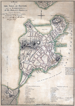 Map showing a British tactical evaluation of Boston in 1775. It shows a street called "Hanover Street" and "Middle Street". Map by Lieut. Thomas Hyde Page