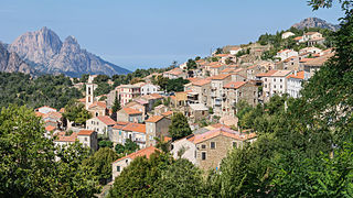 Évisa, Corse-du-Sud, France. View from east.