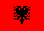 Vlag van die Republiek Kosovo, 'n selfverklaarde staat in 1992 op die grondgebied van die provinsie Kosovo en Metohija (Serwië)