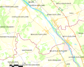 Mapa obce Beaulieu-sur-Loire