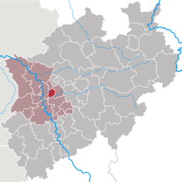 Läget för Mülheim an der Ruhr i Nordrhein-Westfalen och regierungsbezirk Düsseldorf