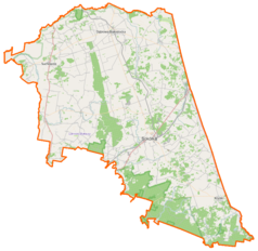 Mapa konturowa powiatu sokólskiego, u góry po lewej znajduje się punkt z opisem „Podgaje”