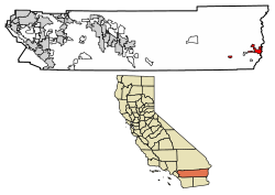 Location of Blythe in Riverside County, California.