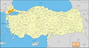 ترکی صوبے میں تکیرداغ کا محل وقوع