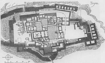 Plano del palacio de Tirinto.