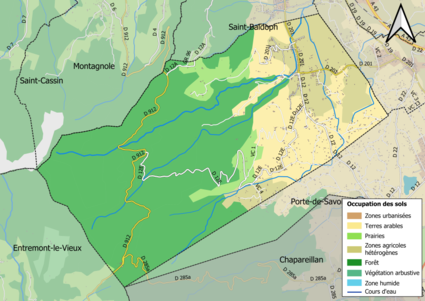 Carte en couleurs présentant l'occupation des sols.