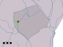 The village (dark red) and the statistical district (light green) of Westdorp in the municipality of Borger-Odoorn.