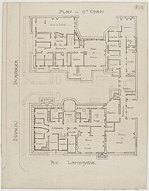 Dessin d'architecte assez simple au tracé et caractères noirs sur fond clair