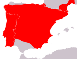 Área de distribución de Podarcis hispanica