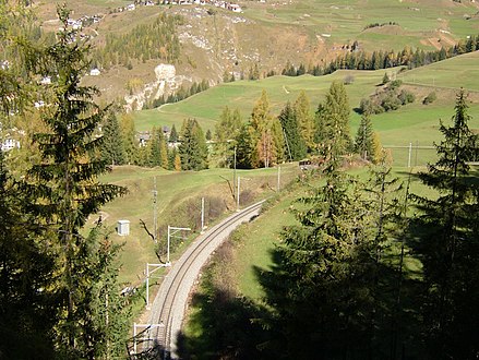 Route after Plaz loop tunnel (viewing direction north) Strecke nach dem Plaz Kehrtunnel (Blickrichtung Nord)