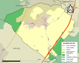 Carte en couleurs présentant l'occupation des sols.