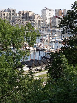 Uitzicht op Aarhus Ø vanuit Riis Skov in juli 2017