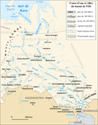 Krasnoyarsk en mapa en francés del Obi