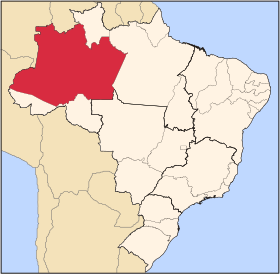 아마조나스 주가 강조된 브라질 지도